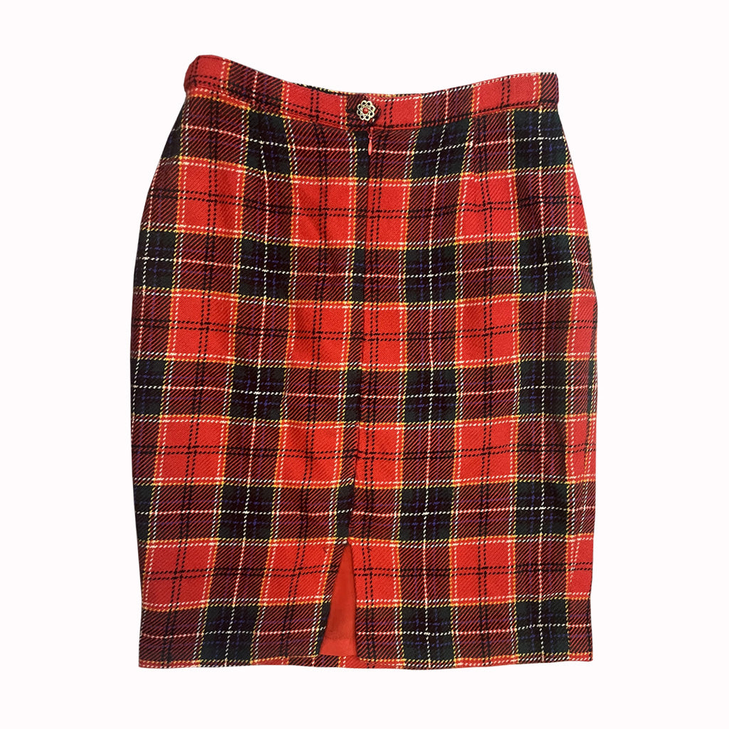 Vintage tartan pencil skirt 1980s