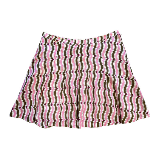Vintage Patterned Cotton Canvas Mini Skirt 1970s