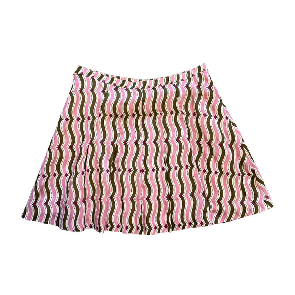 Vintage Patterned Cotton Canvas Mini Skirt 1970s