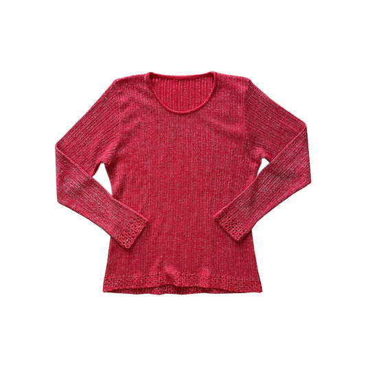 Vintage Red Sweater With Silver Lurex Threads