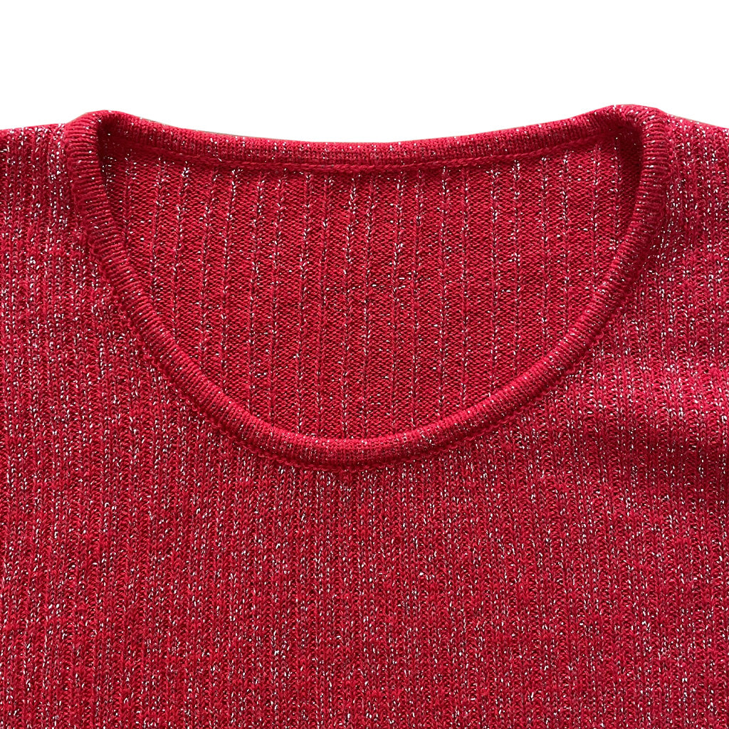 Vintage Red Sweater With Silver Lurex Threads