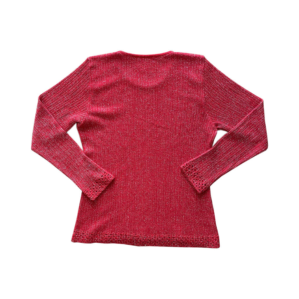 Vintage Red Sweater With Silver Lurex Threads