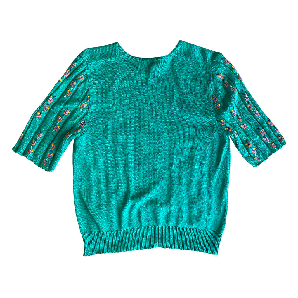 Vintage Embroidered Cotton Sweater 1980s