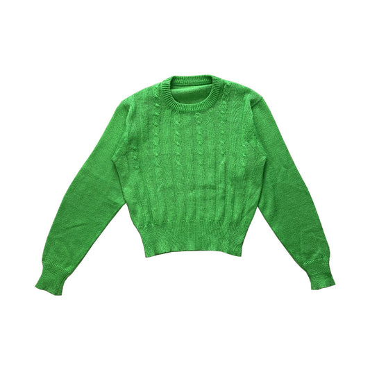 Vintage Acid Green Wool Blend Sweater 1960s