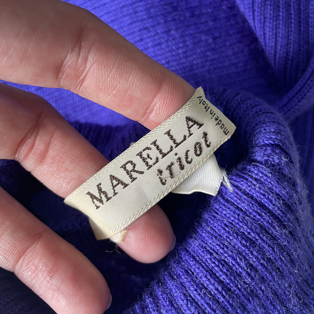 Vintage Purple Turtleneck Wool Sweater - Marella Tricot