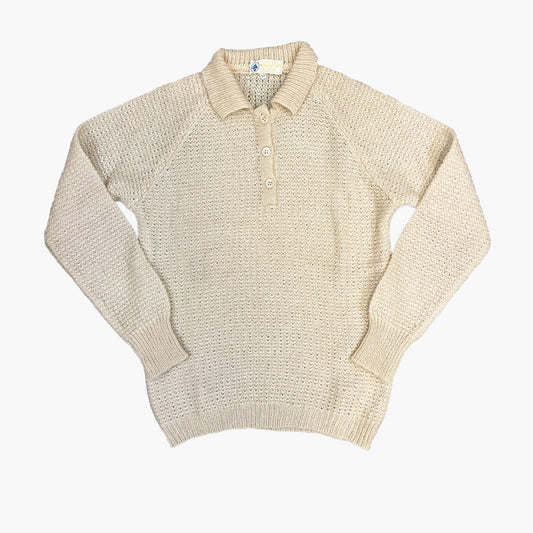 Vintage Cream Knit Polo 1970s