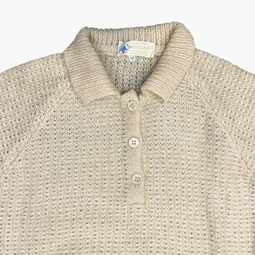 Vintage Cream Knit Polo 1970s