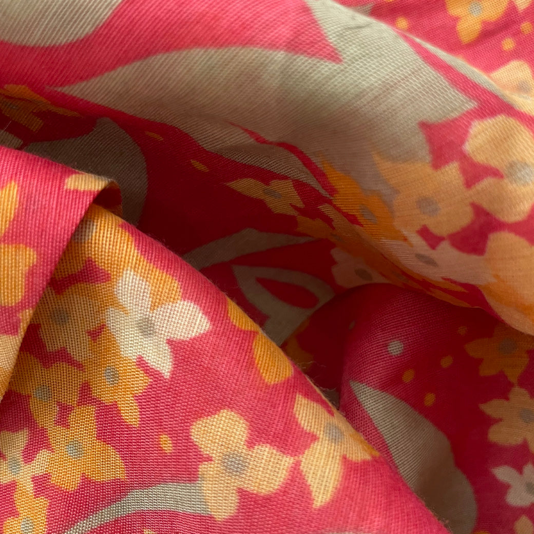 Vintage Floral Cotton Mini Dress 1960