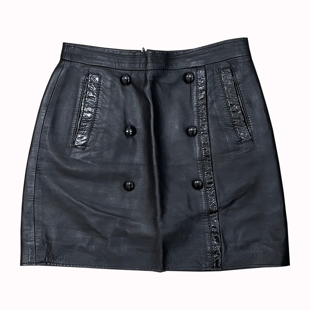 Vintage Mini Skirt In Real Leather