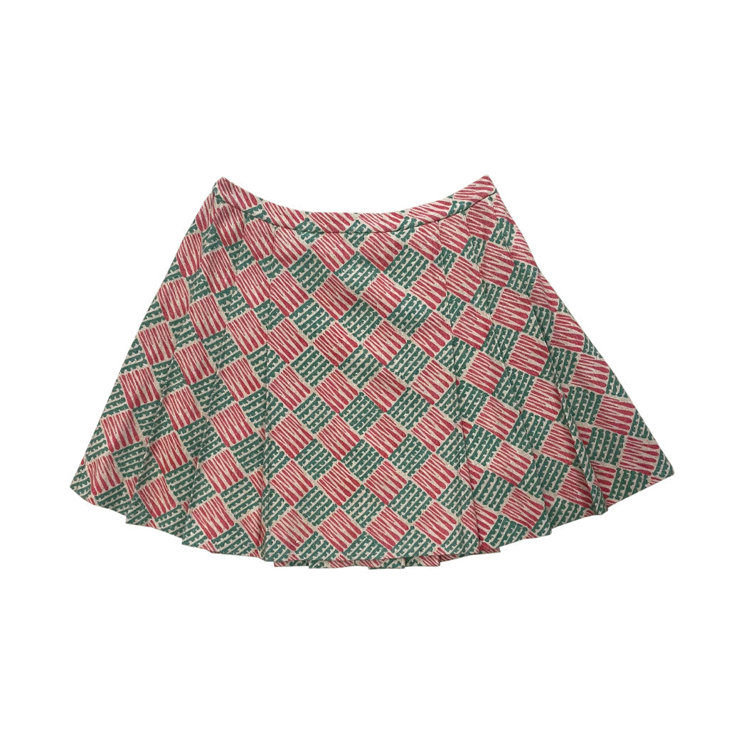 Vintage Patterned Wool Pleated Mini Skirt 1960s