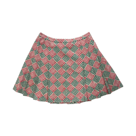 Vintage Patterned Wool Pleated Mini Skirt 1960s