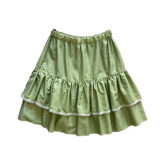 Vintage Cotton Mini Skirt With Ruffles