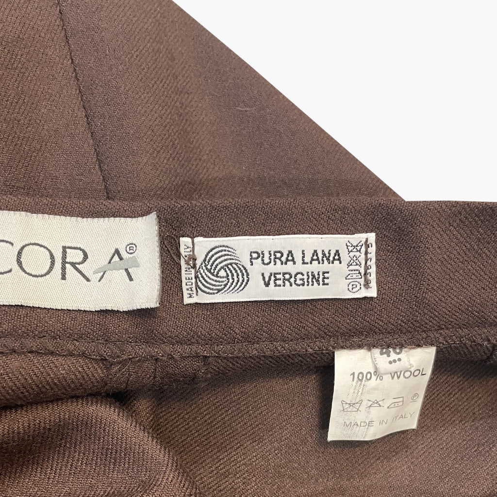 Vintage Brown Trousers In Pure Virgin Wool 1980s