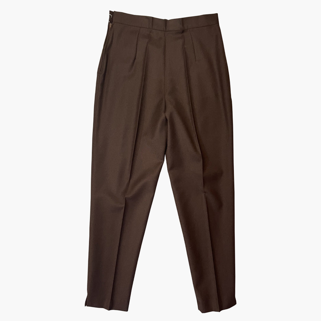 Vintage Brown Trousers In Pure Virgin Wool 1980s