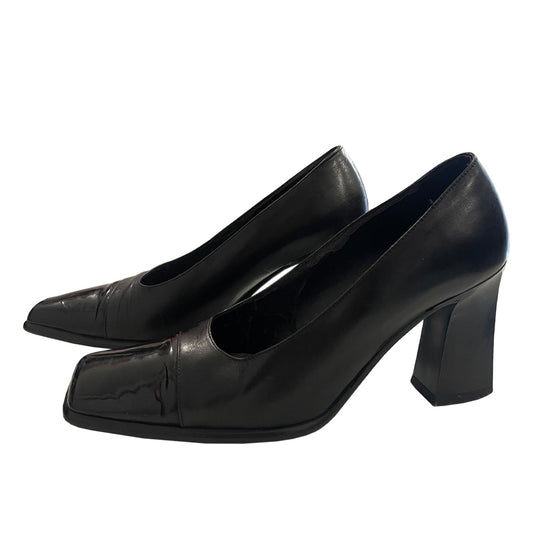 Vintage Black Leather and Patent Leather Shoes 1980s