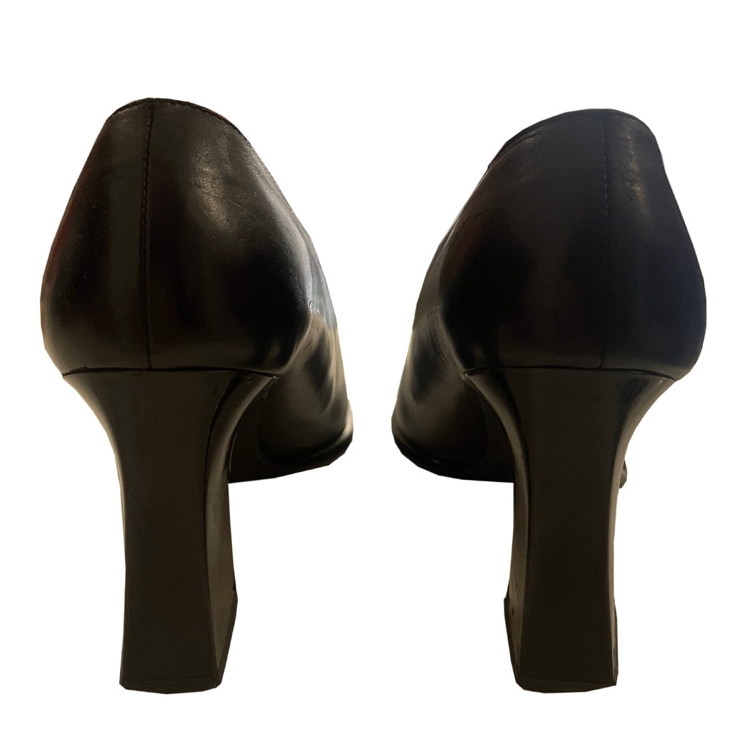 Vintage Black Leather and Patent Leather Shoes 1980s