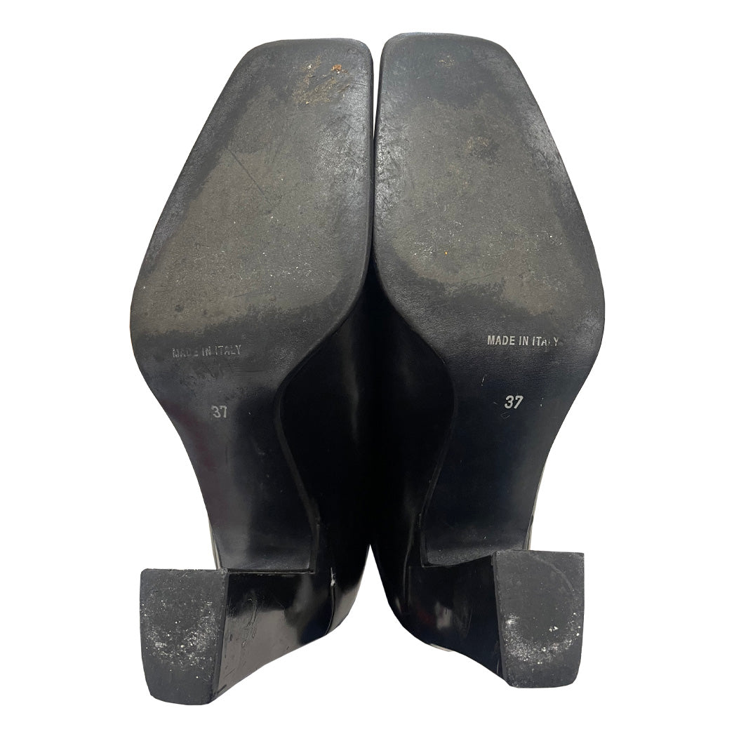 Vintage Black Leather and Patent Leather Shoes 1980s