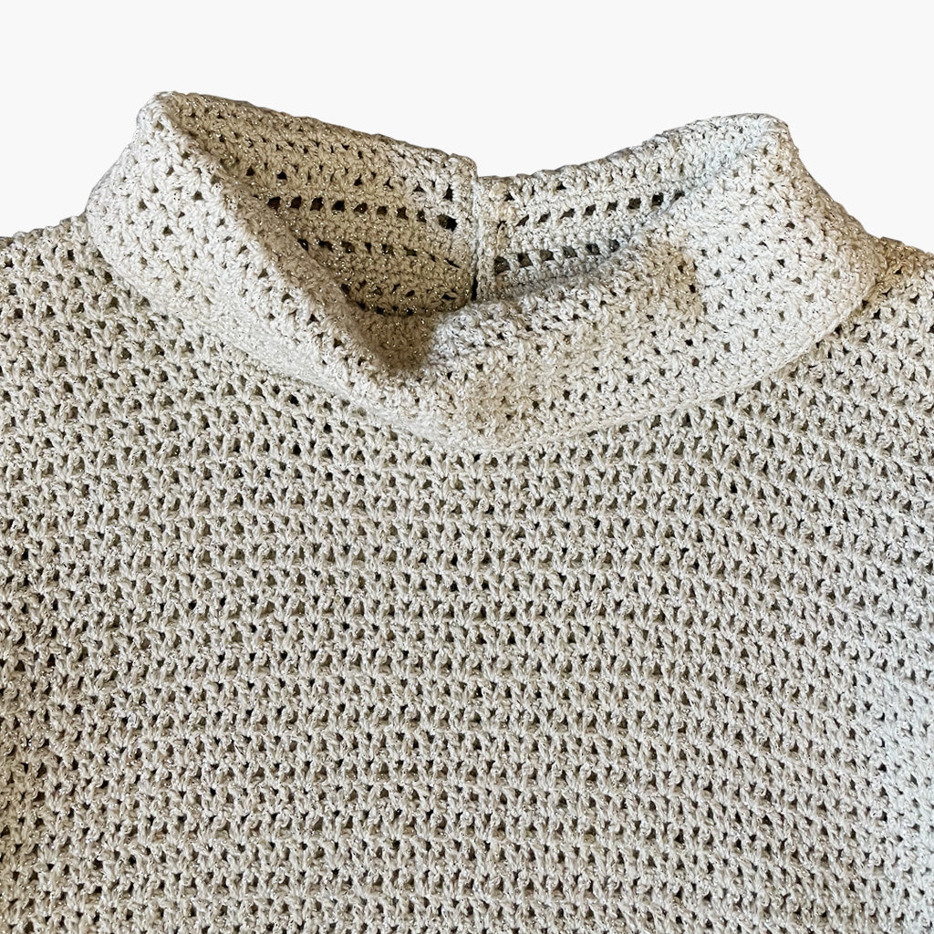 Vintage Crochet Top With Silver Thread 1970s