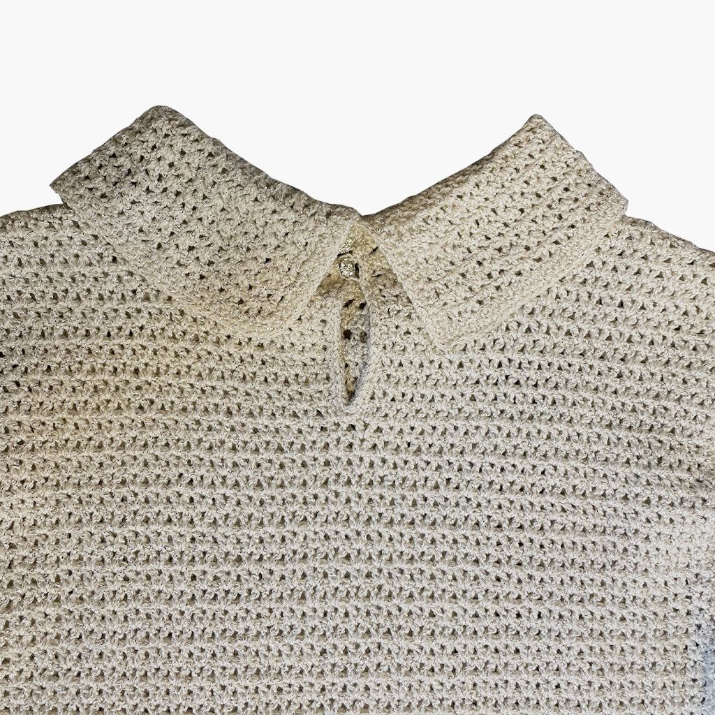 Vintage Crochet Top With Silver Thread 1970s