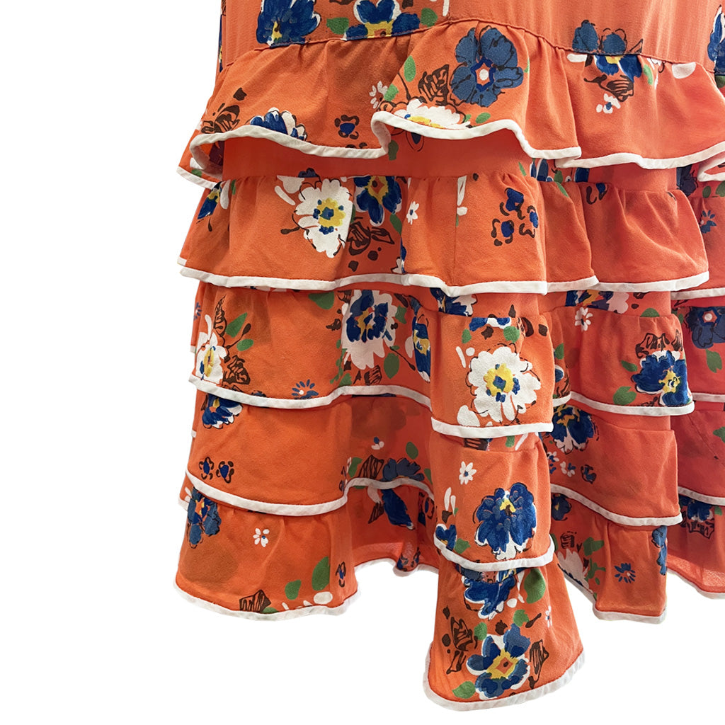 Vintage Orange Patterned Midi Dress 1960s