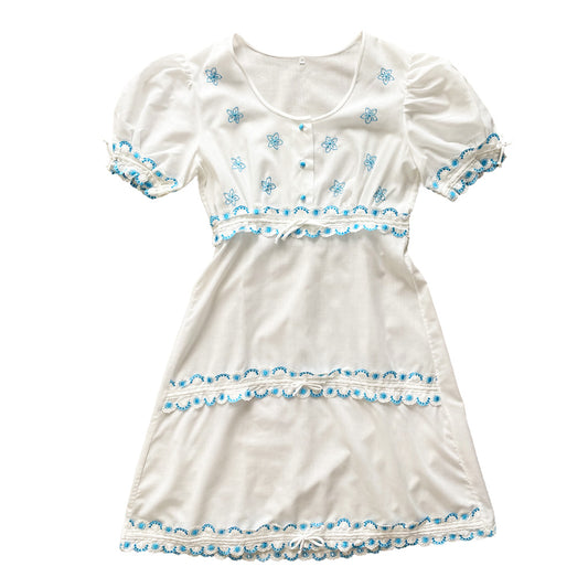 Vintage White Cotton Dress 1960s