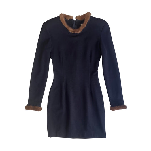 Vintage Jersey and Fur Dress 1980s