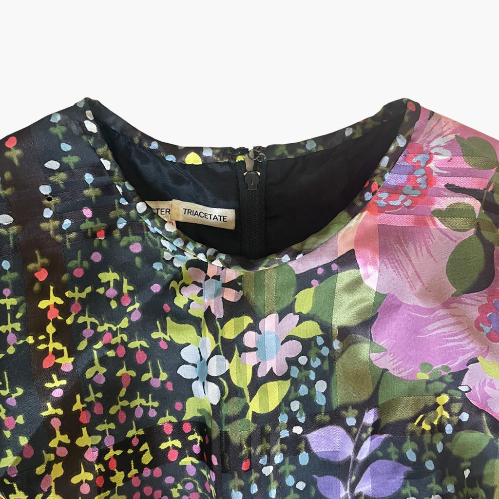 Vintage Floral Dress With Pleated Skirt 1970s