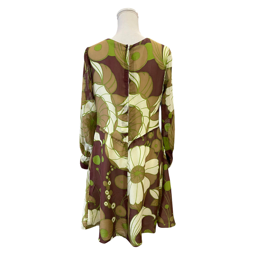 Vintage Hand Made Patterned Voile Dress 1960s