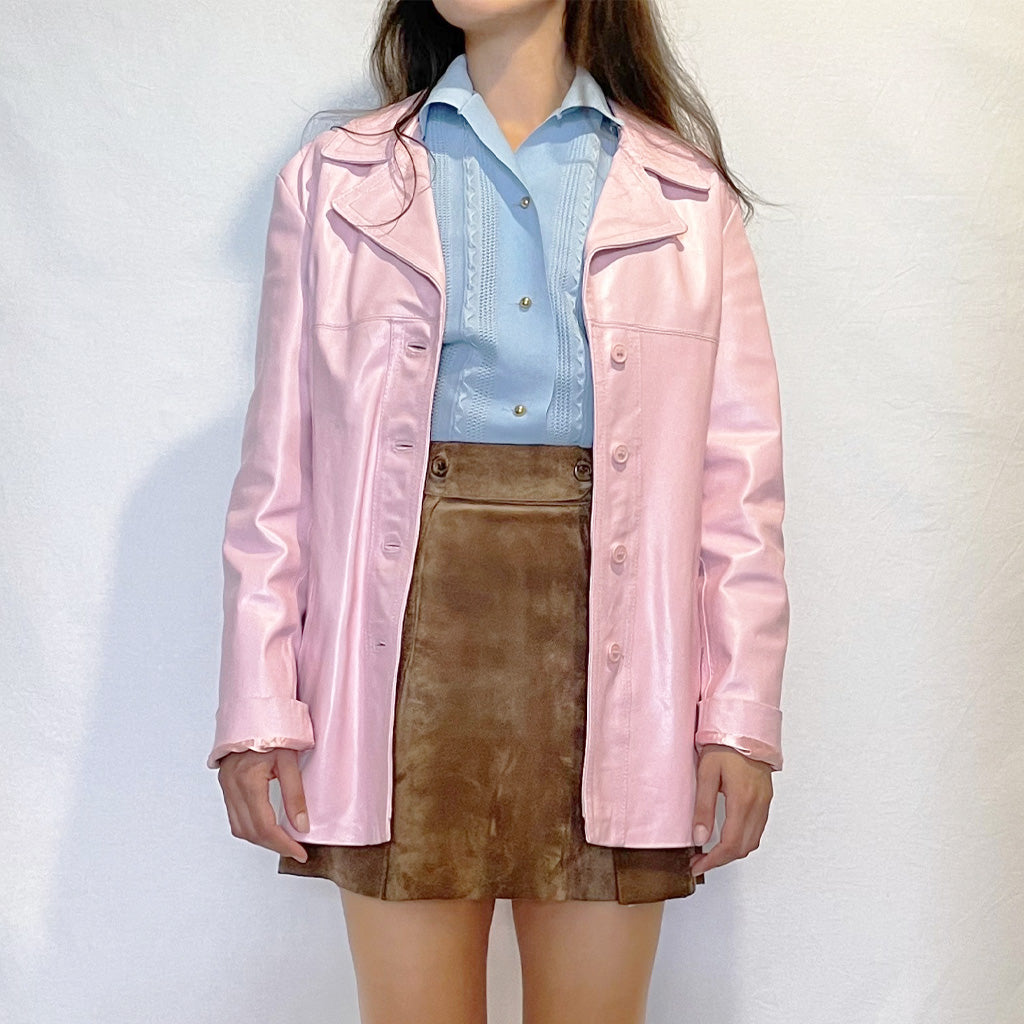 Vintage Pink Genuine Leather Jacket 1990s