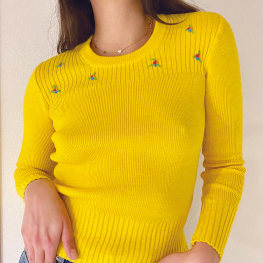 Vintage Yellow Sweater 1970s