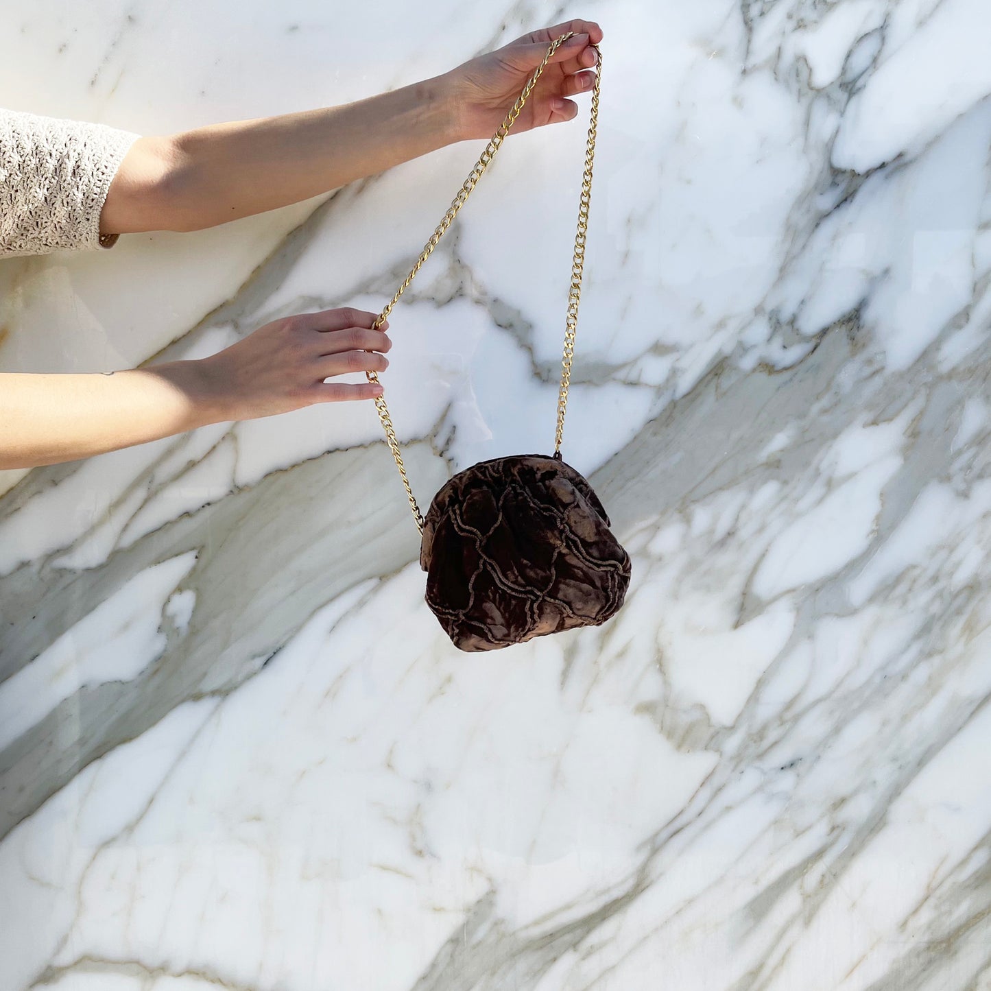 Vintage Velvet Mini Bag With Chain