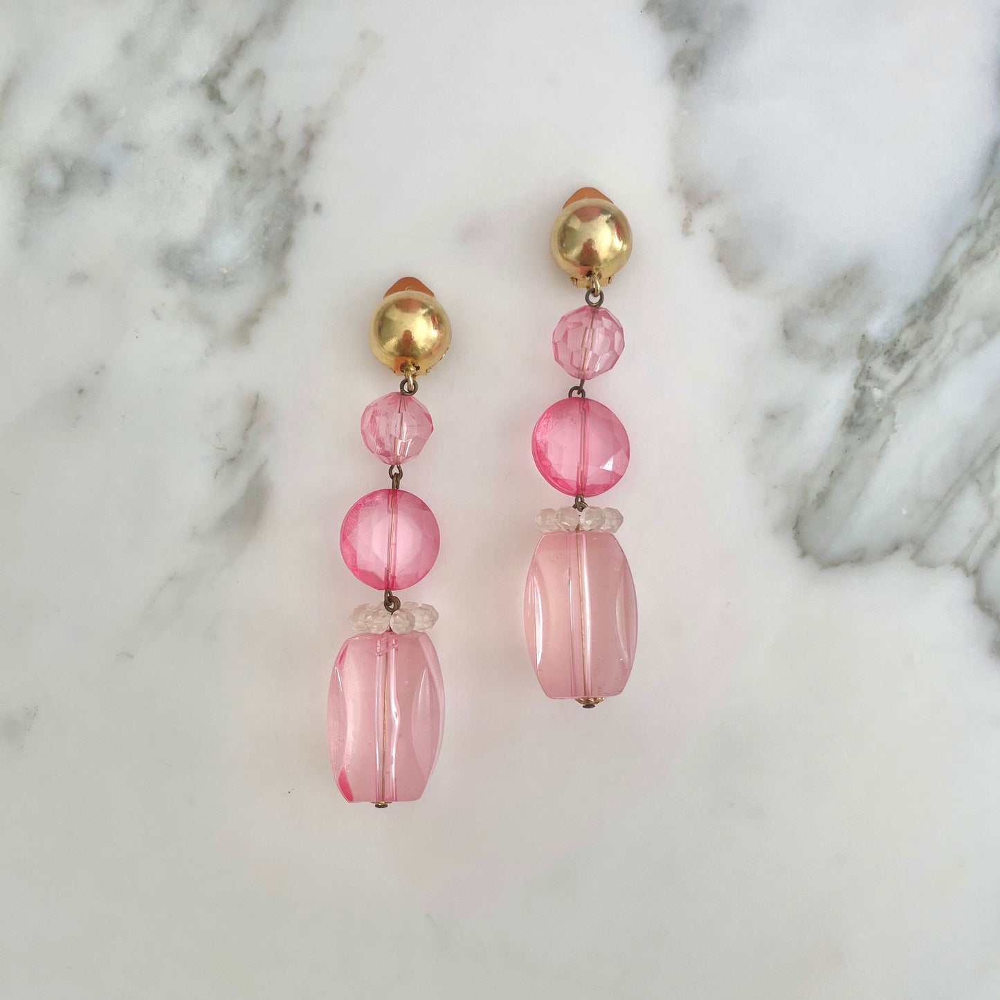 Vintage Pink Drop Earrings 1960s