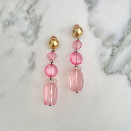 Vintage Pink Drop Earrings 1960s