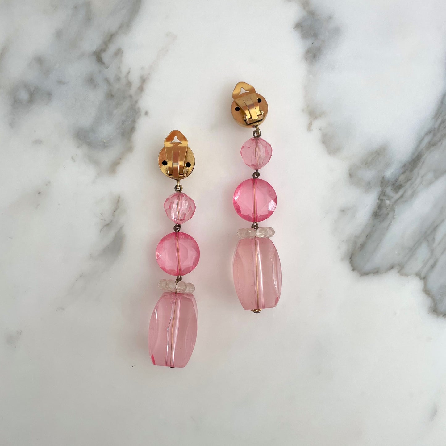 Vintage Pink Drop Earrings 1960s