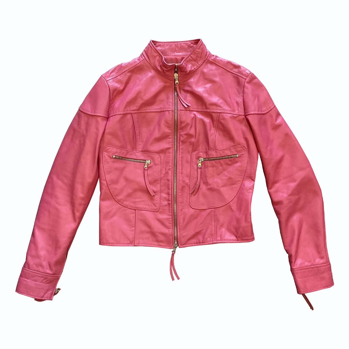 Vintage Pink Leather Jacket 1990s