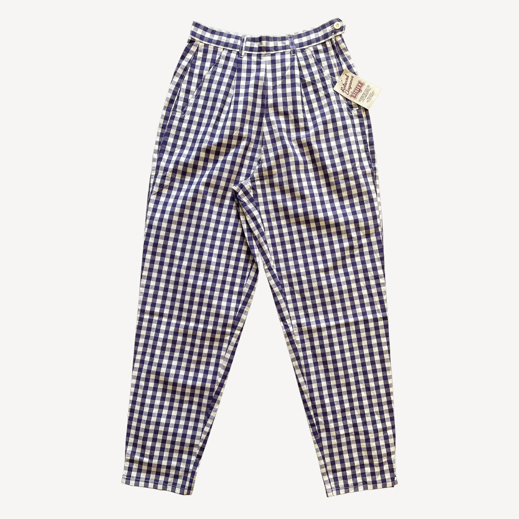 Vintage Sisley Pants With White Purple Checkers 1980s