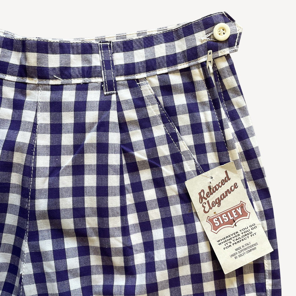 Vintage Sisley Pants With White Purple Checkers 1980s