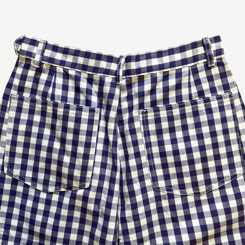 Vintage Sisley Pants With White Purple Checkers 1980s