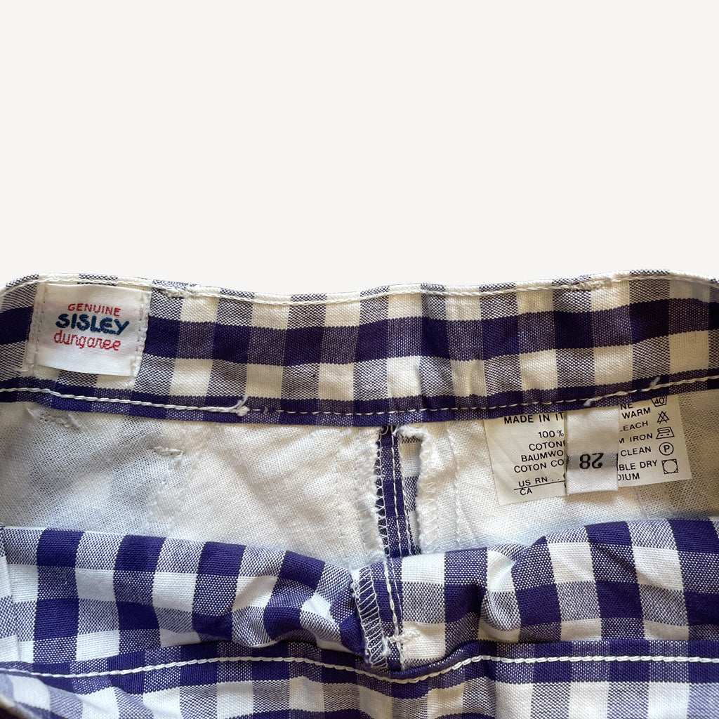 Vintage Sisley Pants With White Purple Checkers 1980s