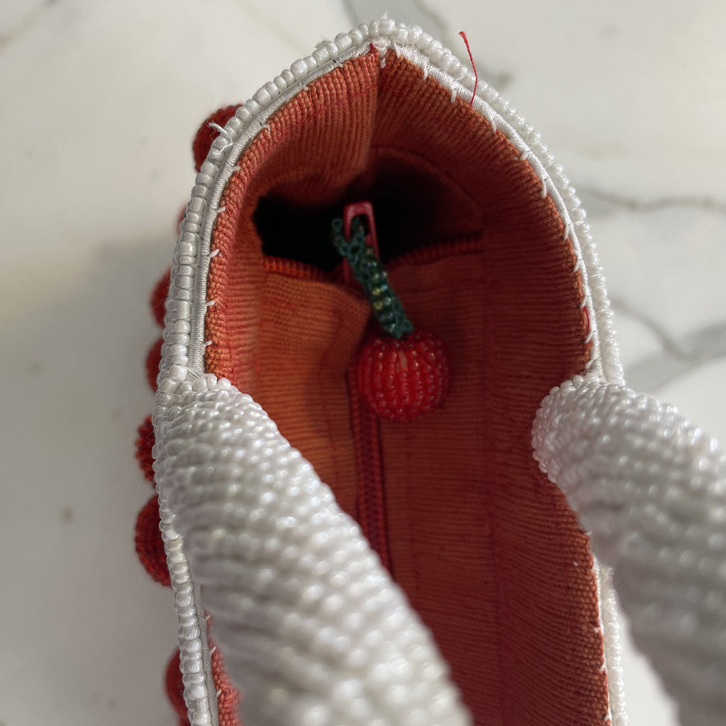 Vintage Hand Bag Made In Beads