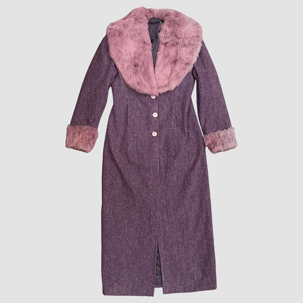 Vintage Long Coat With Pink Fur 1970s