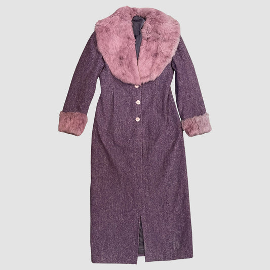 Vintage Long Coat With Pink Fur 1970s