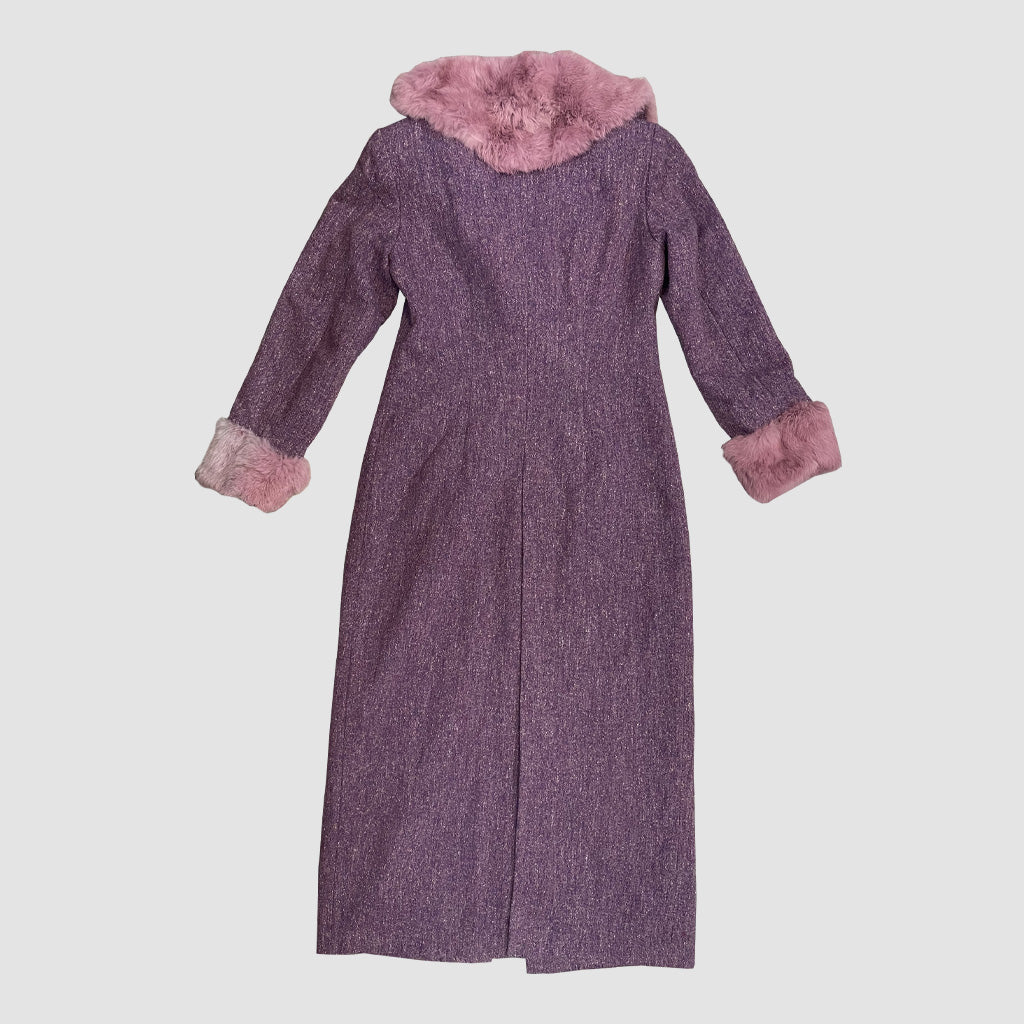 Vintage Long Coat With Pink Fur 1970s