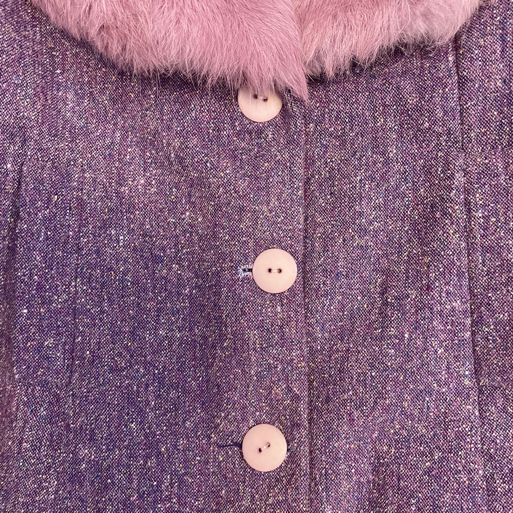 Vintage Long Coat With Pink Fur 1970s
