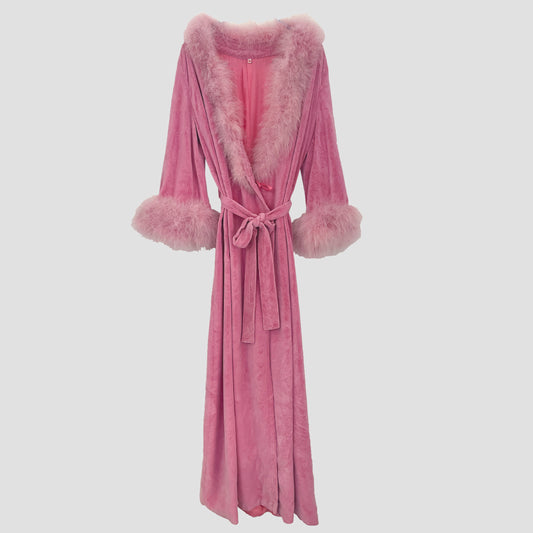 Vintage Dressing Gown With Feathered Details