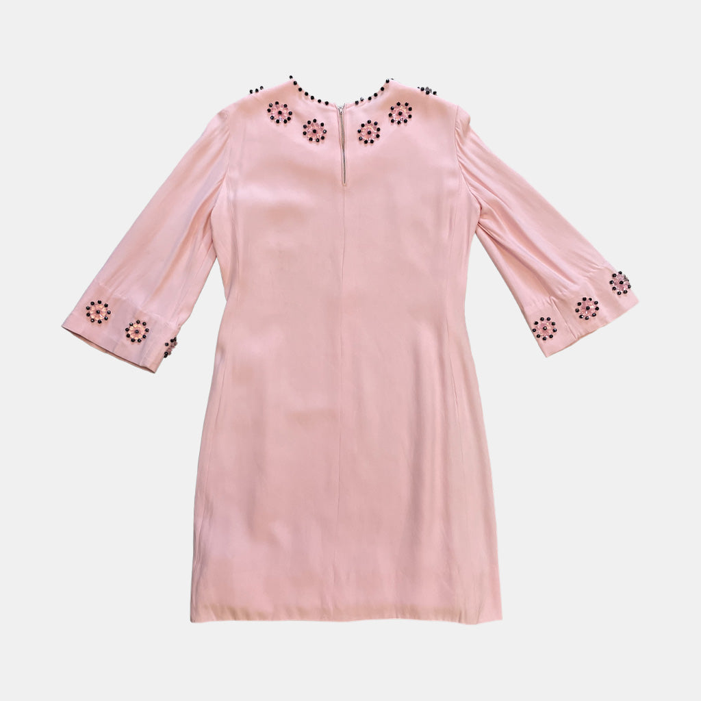 Vintage Pink Handmade Dress With Pearls 1960s