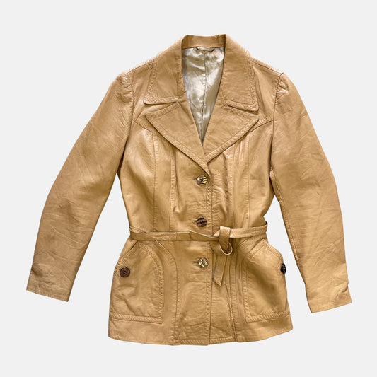 Vintage Light Brown Genuine Leather Jacket 1970s