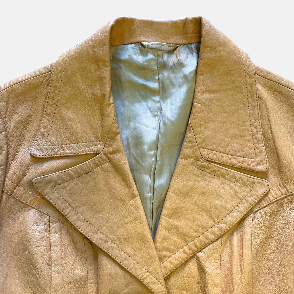 Vintage Light Brown Genuine Leather Jacket 1970s