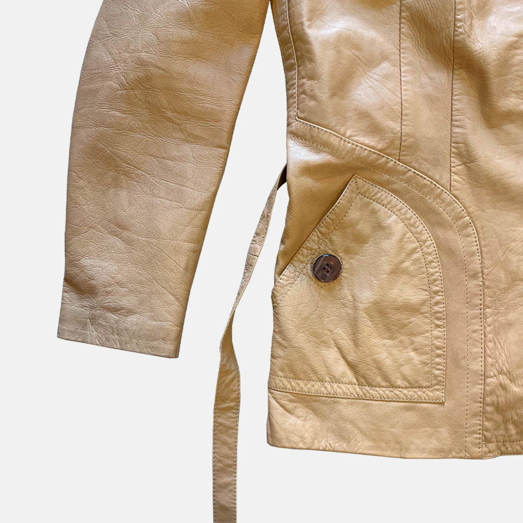 Vintage Light Brown Genuine Leather Jacket 1970s