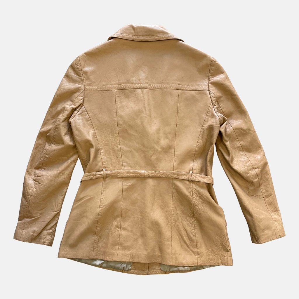 Vintage Light Brown Genuine Leather Jacket 1970s